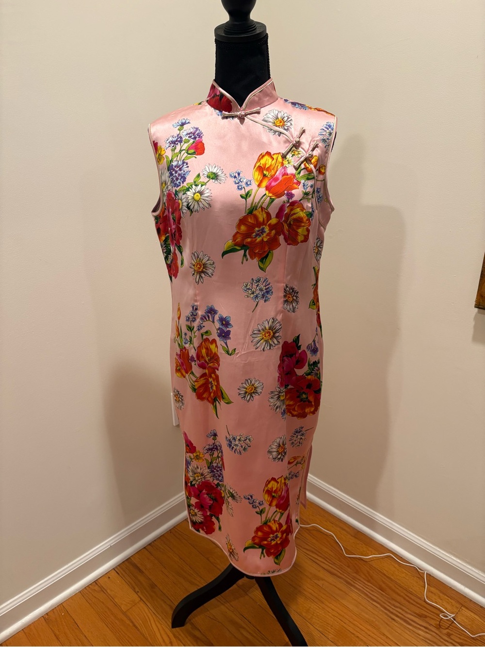 Floral Pink Cheongsam Dress